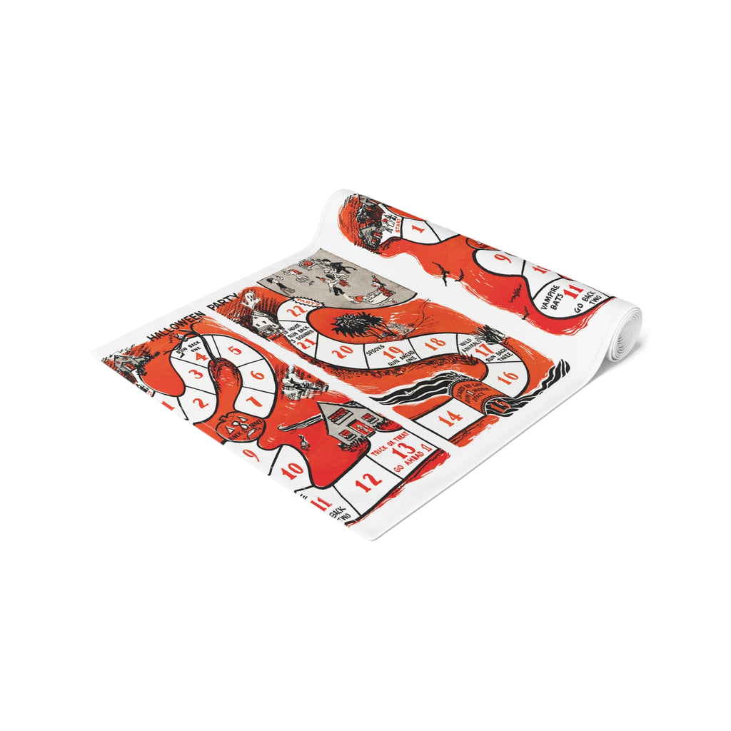 Halloween Board Game Retro Halloween Print Fall Autumn Decor Cotton Poly Table Runner