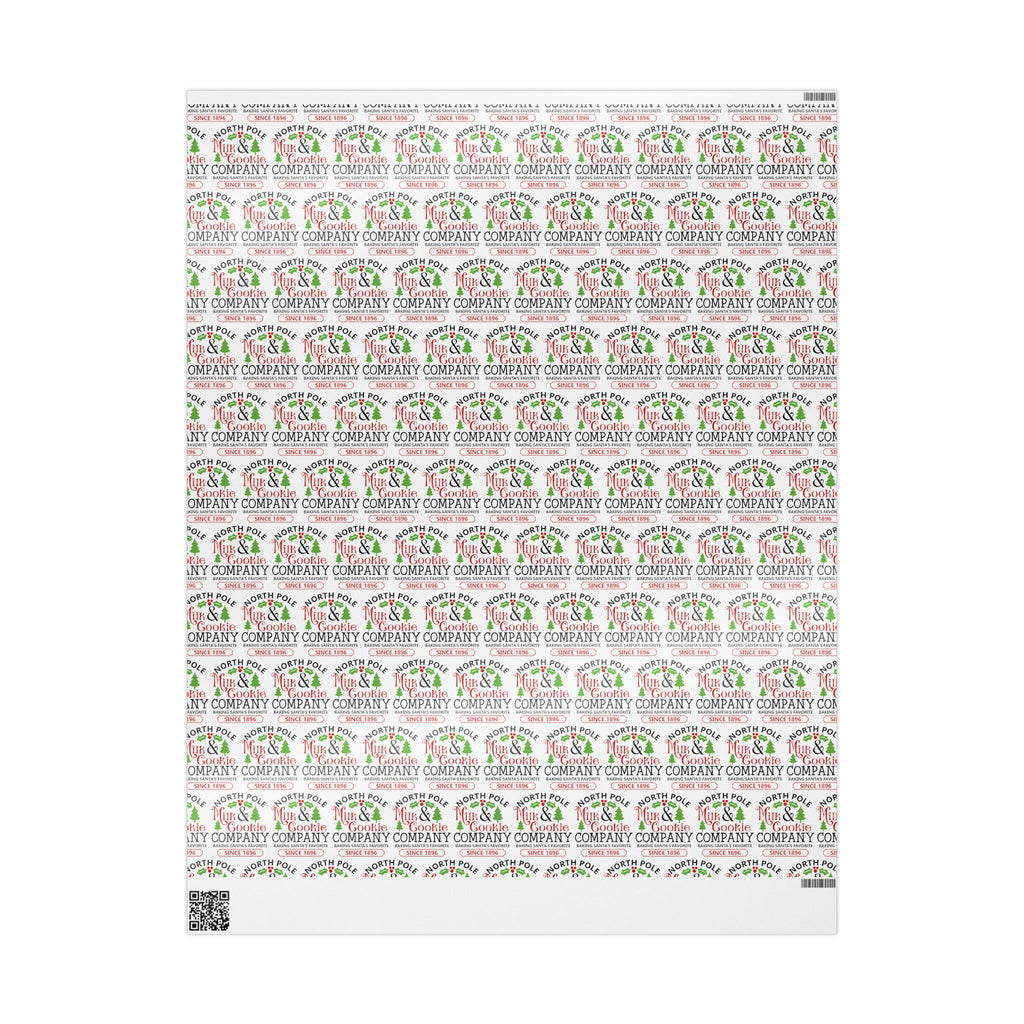 North Pole Milk And Cookie Company Christmas Print Holiday Gift Wrap Paper - Glossy Or Matte