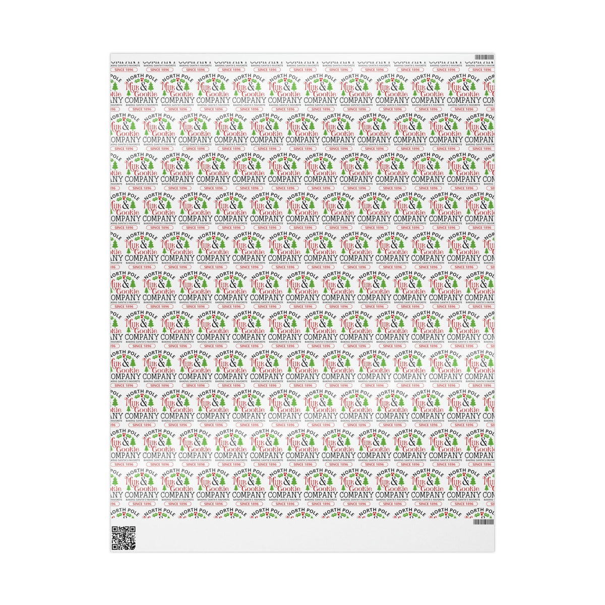 North Pole Milk And Cookie Company Christmas Print Holiday Gift Wrap Paper - Glossy Or Matte