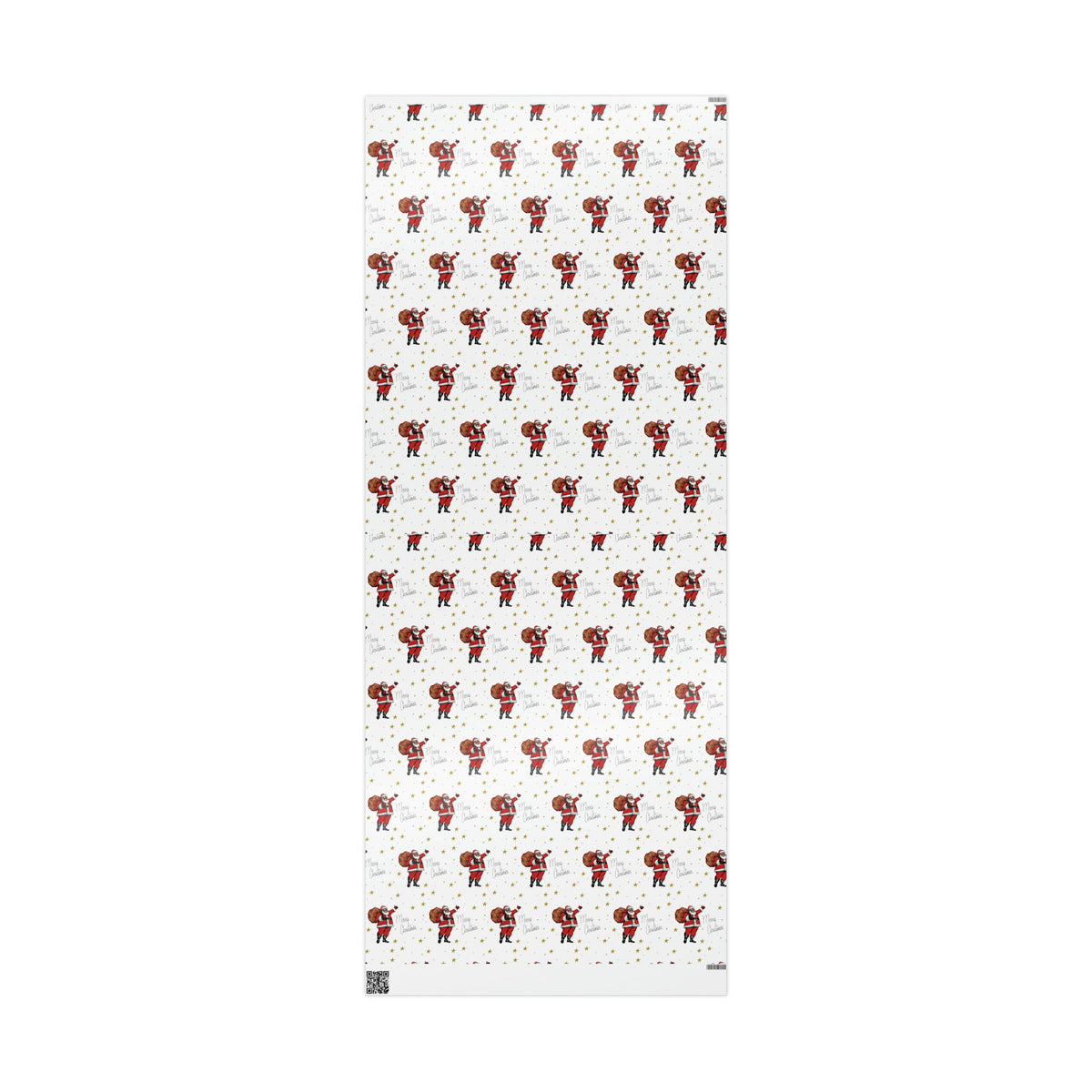 Merry Christmas Diverse Black Santa Gold Stars Retro Holiday Gift Wrap Paper - Glossy Or Matte