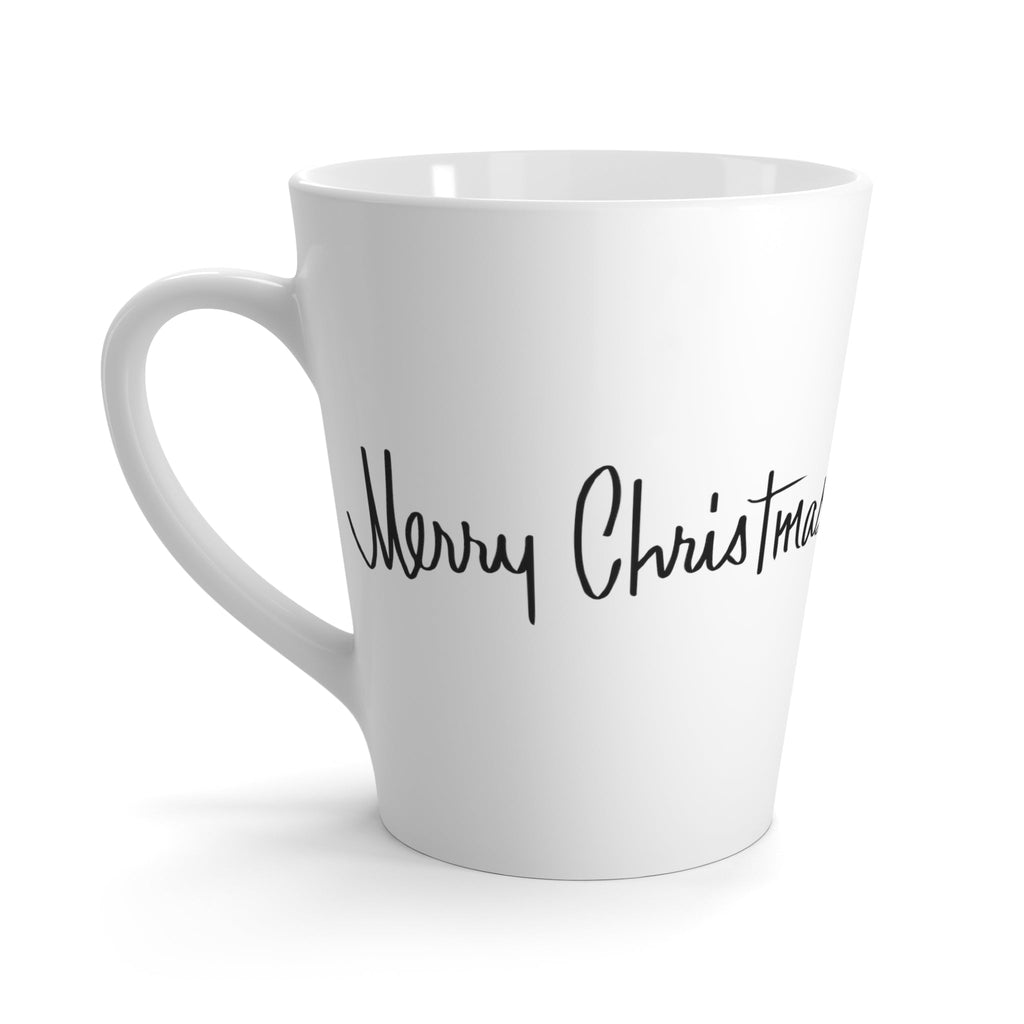 Merry Christmas Black And White Mid Century Retro Print Latte Mug