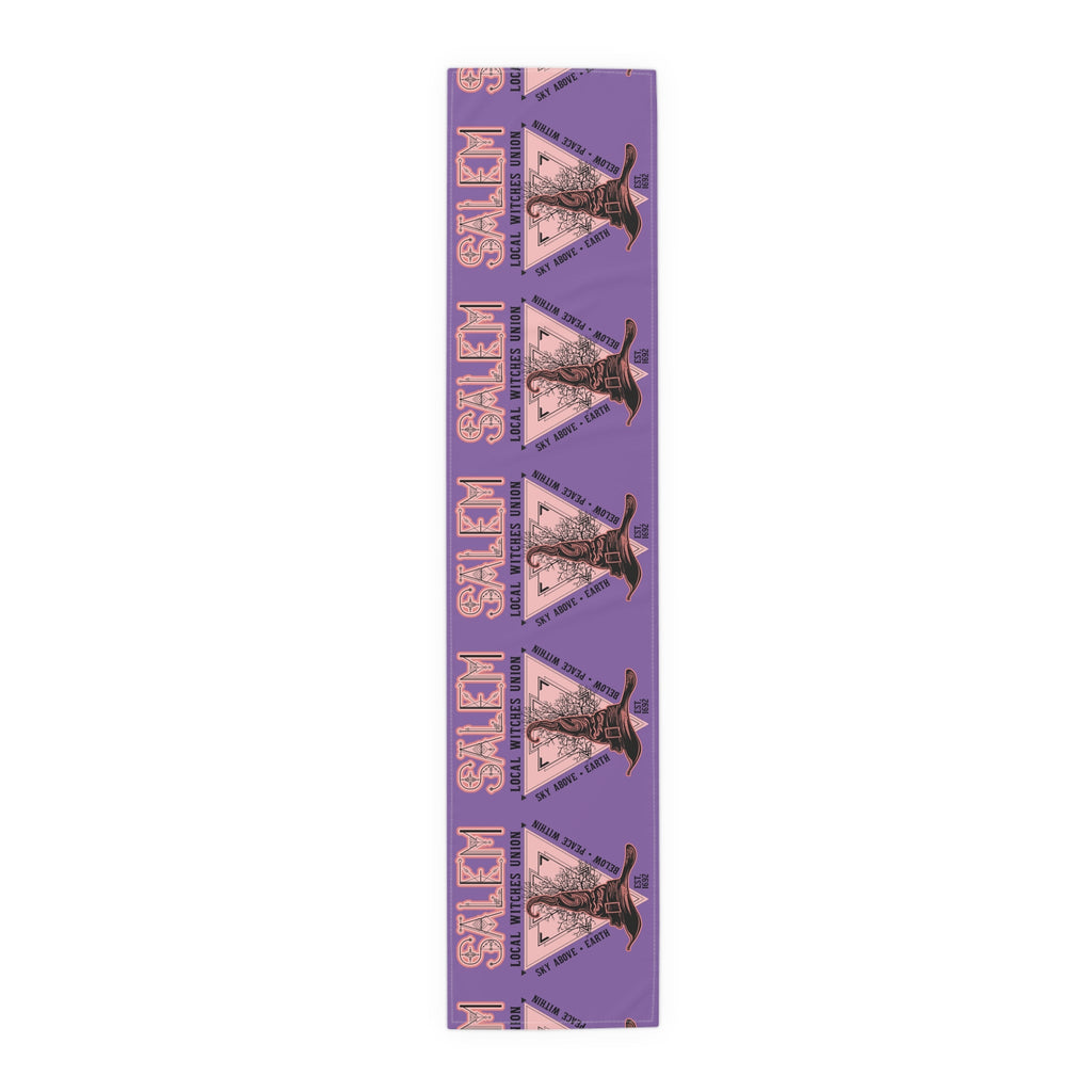 Salem Witches Union Halloween Fall Autumn Decor Purple Cotton Poly Table Runner