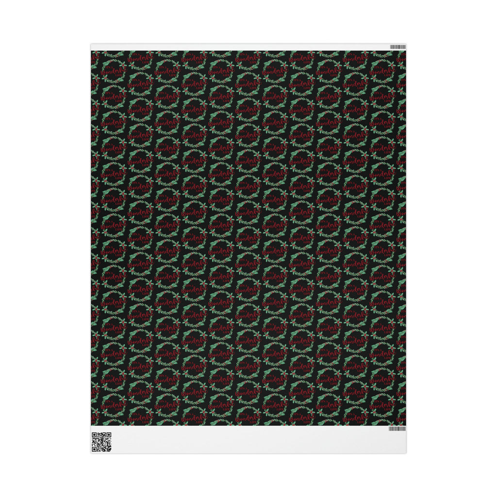 It's A Wonderful Life Christmas Wreath Black Retro Style Holiday Gift Wrap Paper - Glossy Or Matte