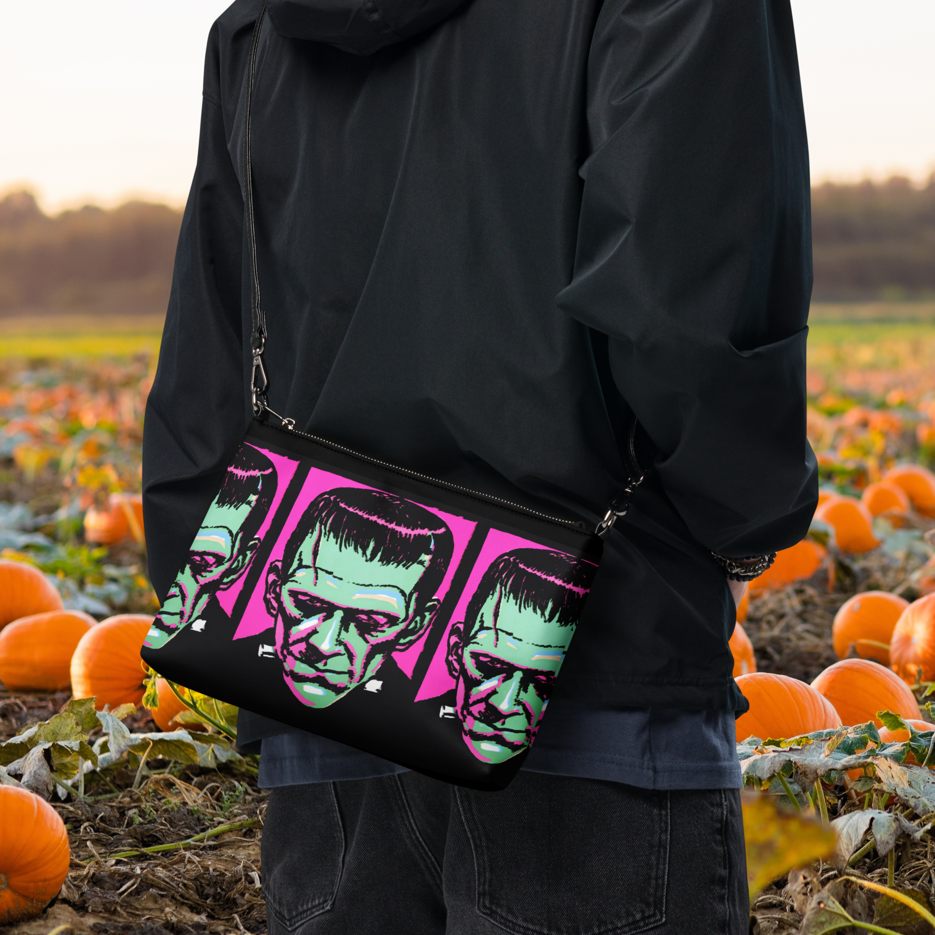 Frankenstein Monster Gothic Horror Retro Halloween Print Crossbody Bag Purse