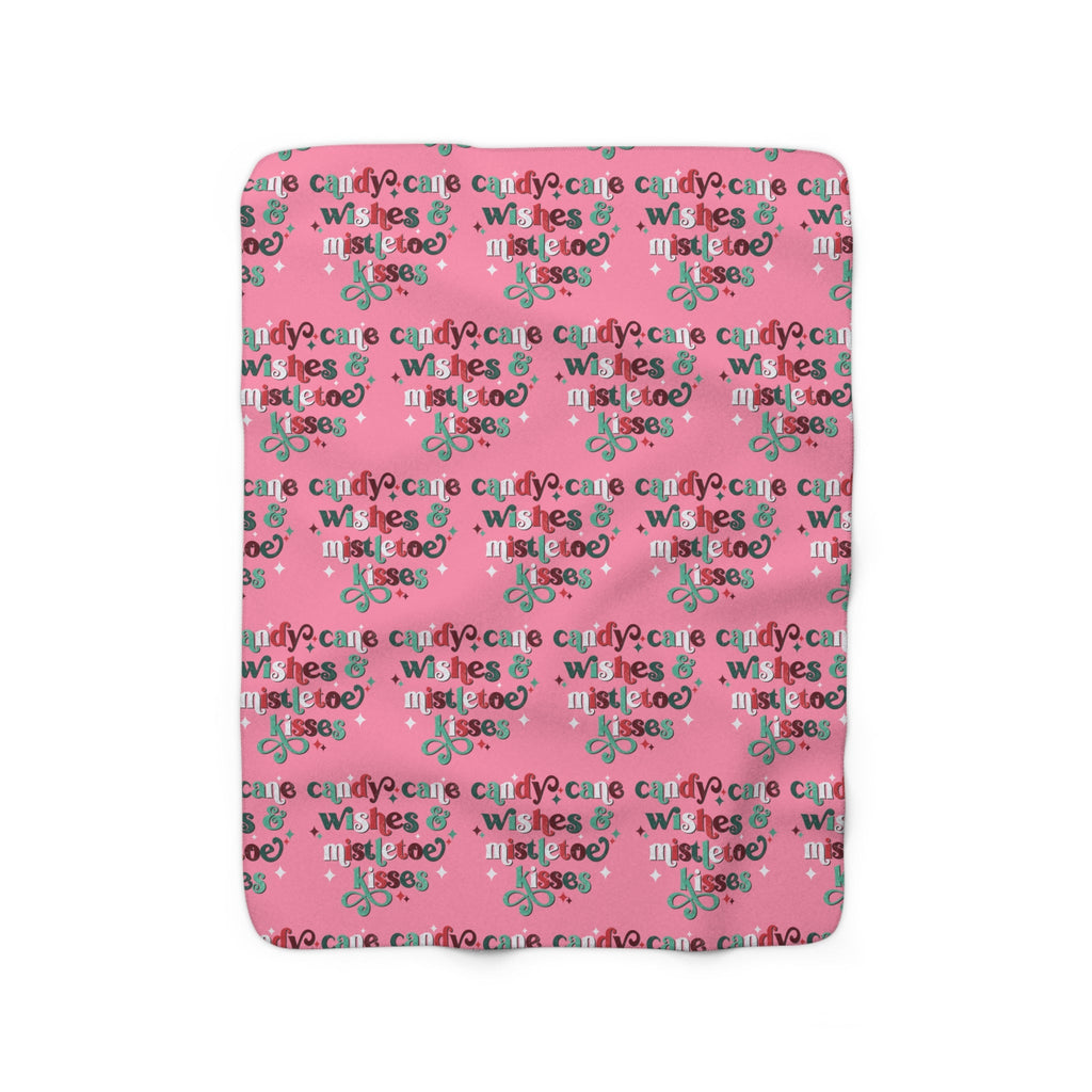 Candy Cane Wishes And Mistletoe Kisses Sherpa Fleece Blanket
