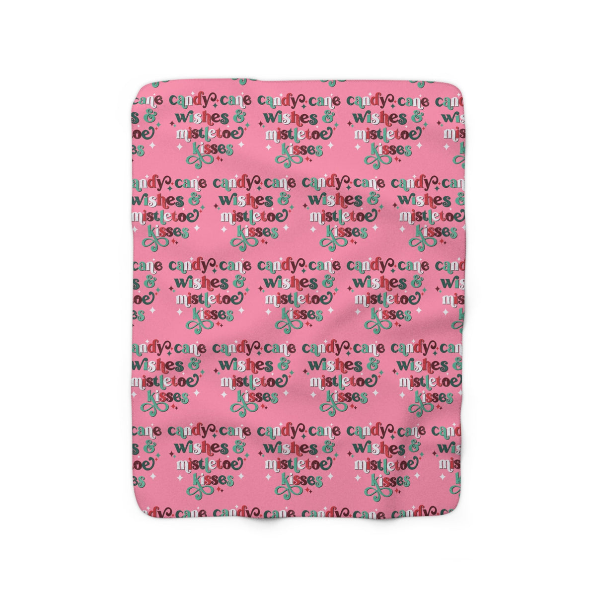 Candy Cane Wishes And Mistletoe Kisses Sherpa Fleece Blanket