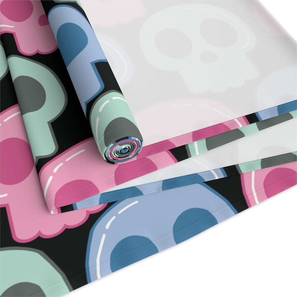 Pastel Goth Skulls Cute Halloween Black Decor Cotton Poly Table Runner