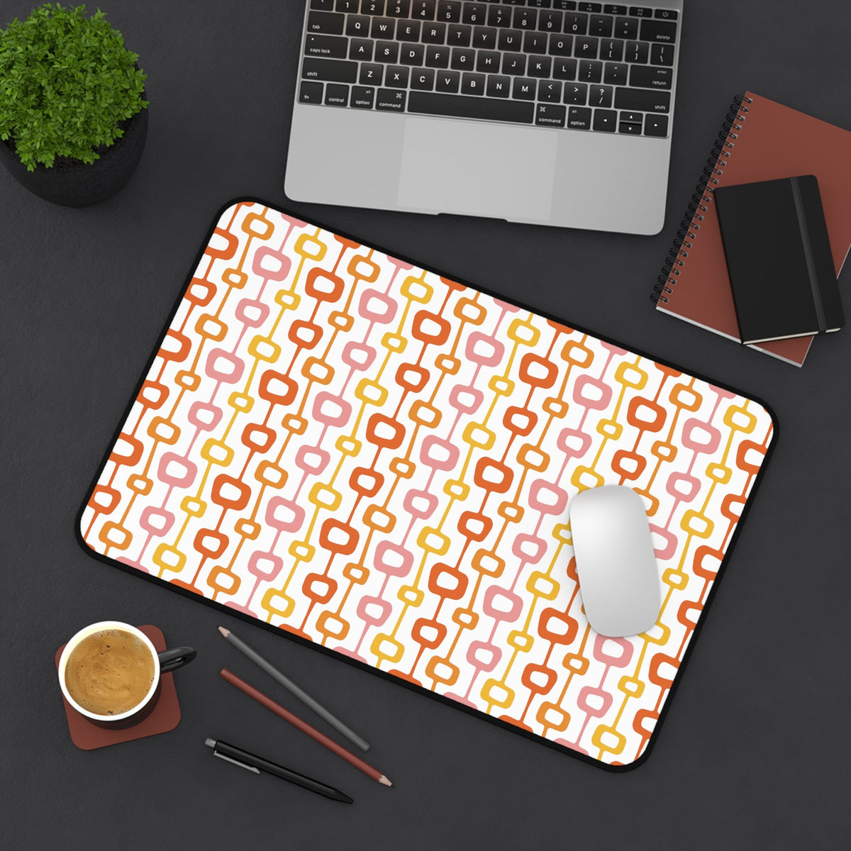 Atomic Squares Mid Century Atomic Era Retro Style Desk Mat - 3 Size Options