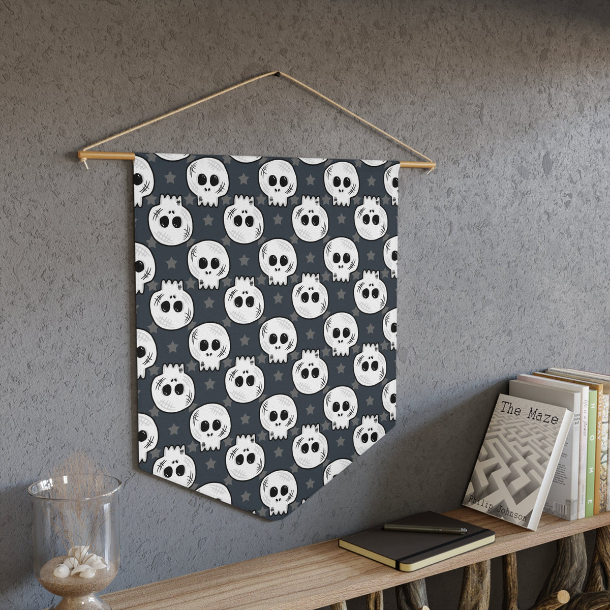 Skulls And Stars Halloween Decor Print Wall Hanging Banner Flag