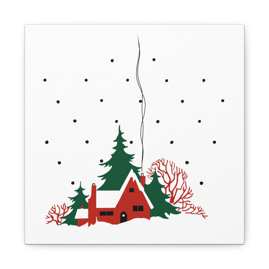 Mid Century Style Winter Mid Century Retro Christmas Scene Canvas Wrap