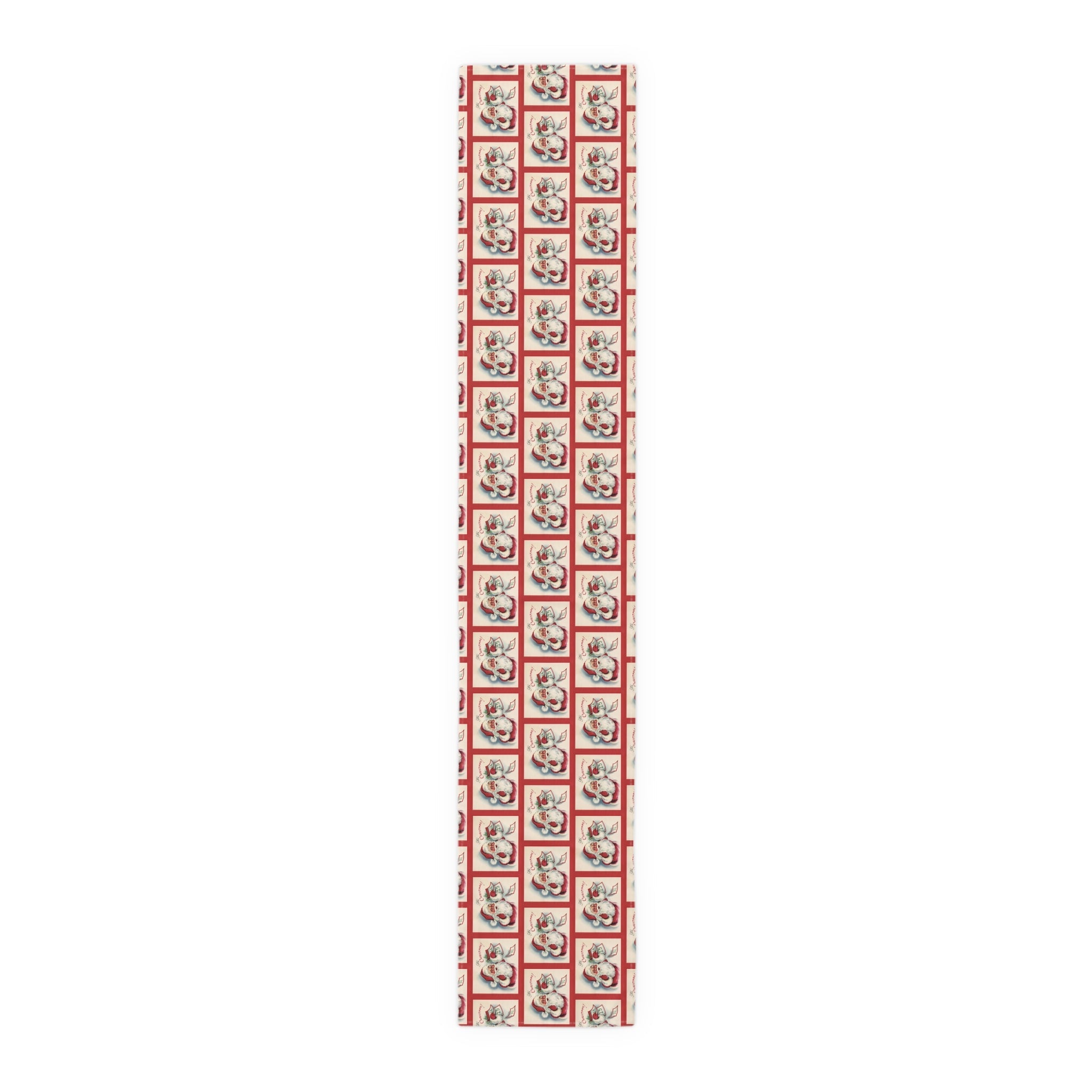 It's Christmas! Santa Calendar Mid Century Retro Christmas Print Home Decor Cotton Poly Table Runner