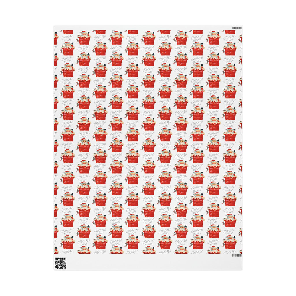 Christmas Wishes Santa In Chimney Mid Century Retro Christmas Style Holiday Gift Wrap Paper - Glossy Or Matte
