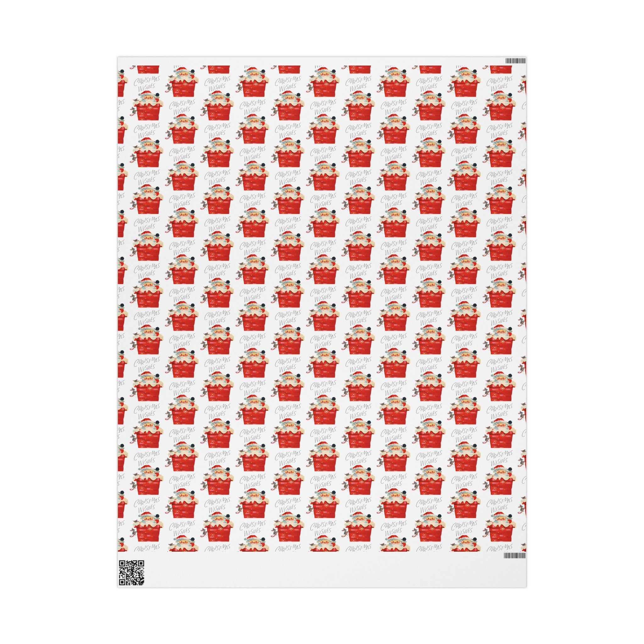 Christmas Wishes Santa In Chimney Mid Century Retro Christmas Style Holiday Gift Wrap Paper - Glossy Or Matte