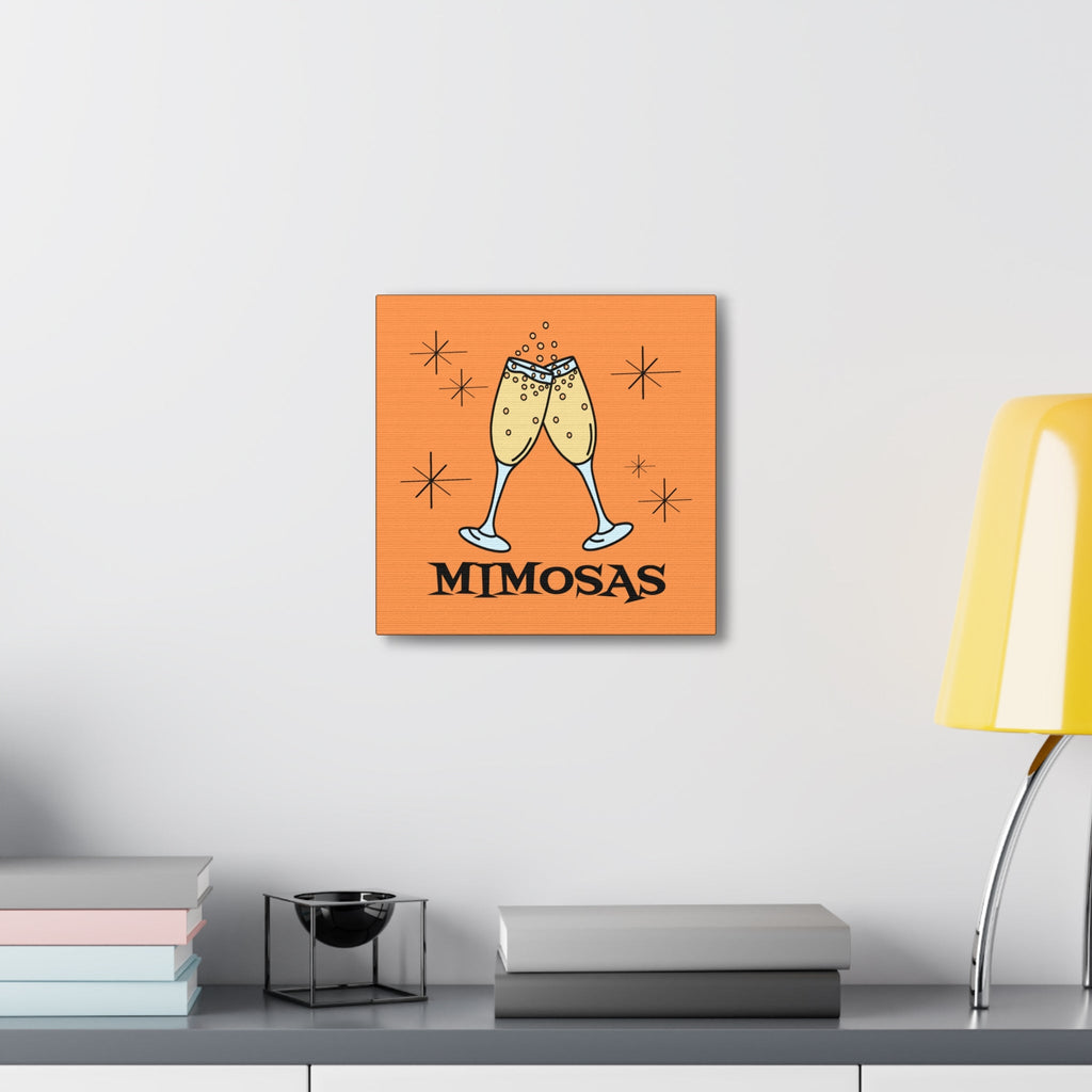 Mimosas Atomic Mid Century Retro Style Pink Canvas Gallery Wrap