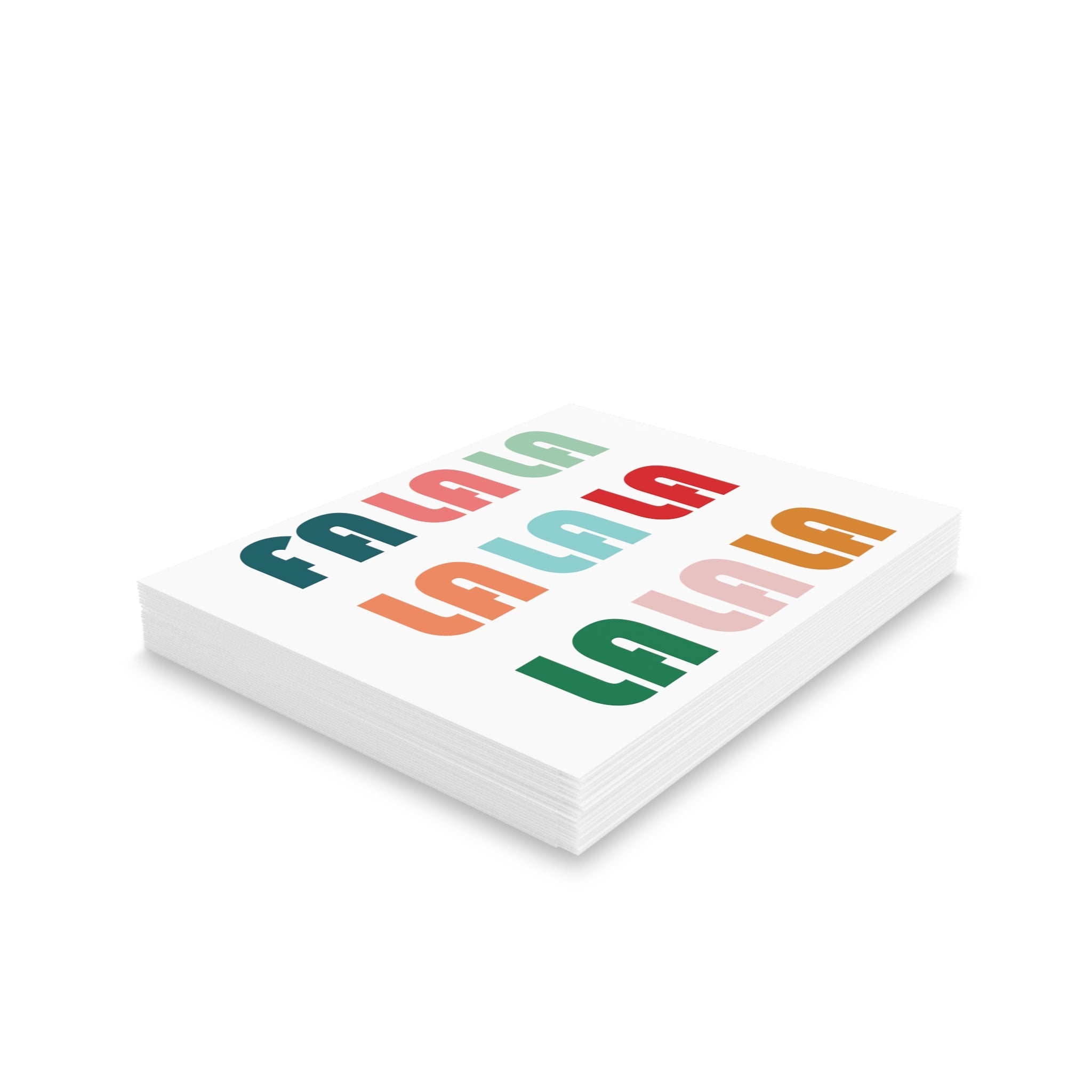 Fa La La La Retro Christmas Style Matte Greeting Cards (8, 16, and 24 pcs)