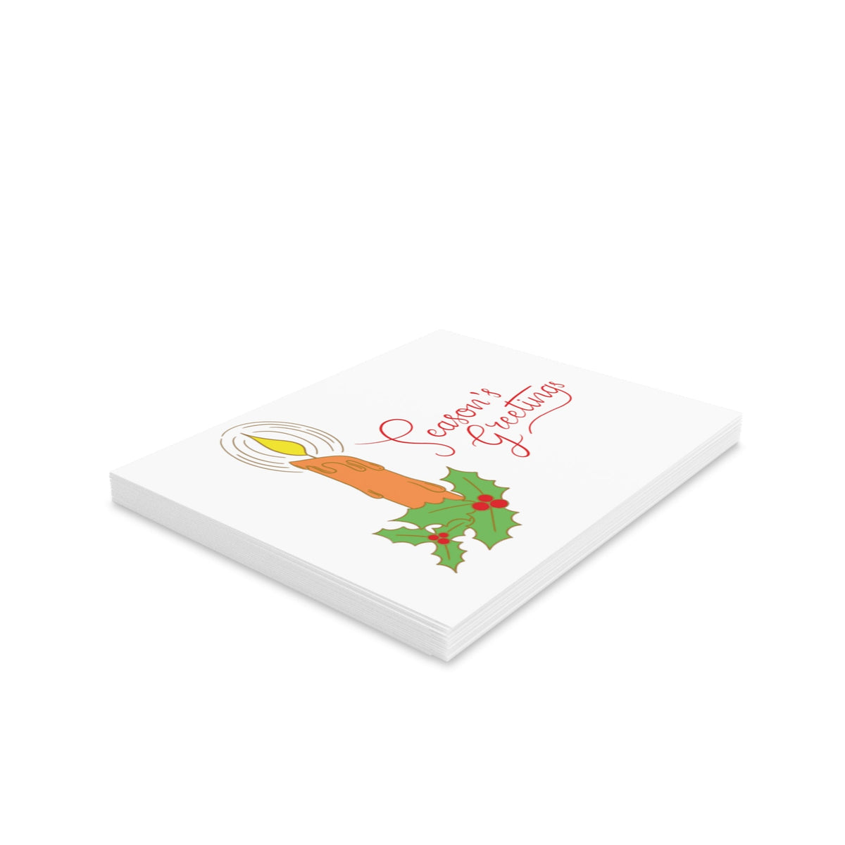 Season's Greetings Christmas Candle Retro Christmas Style Matte Greeting Cards (8, 16, and 24 pcs)