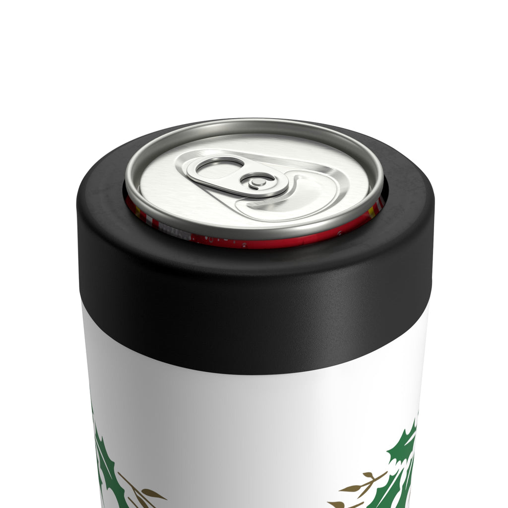 Christmas Holly Mid Century Retro Christmas Print Stainless Steel Can Holder