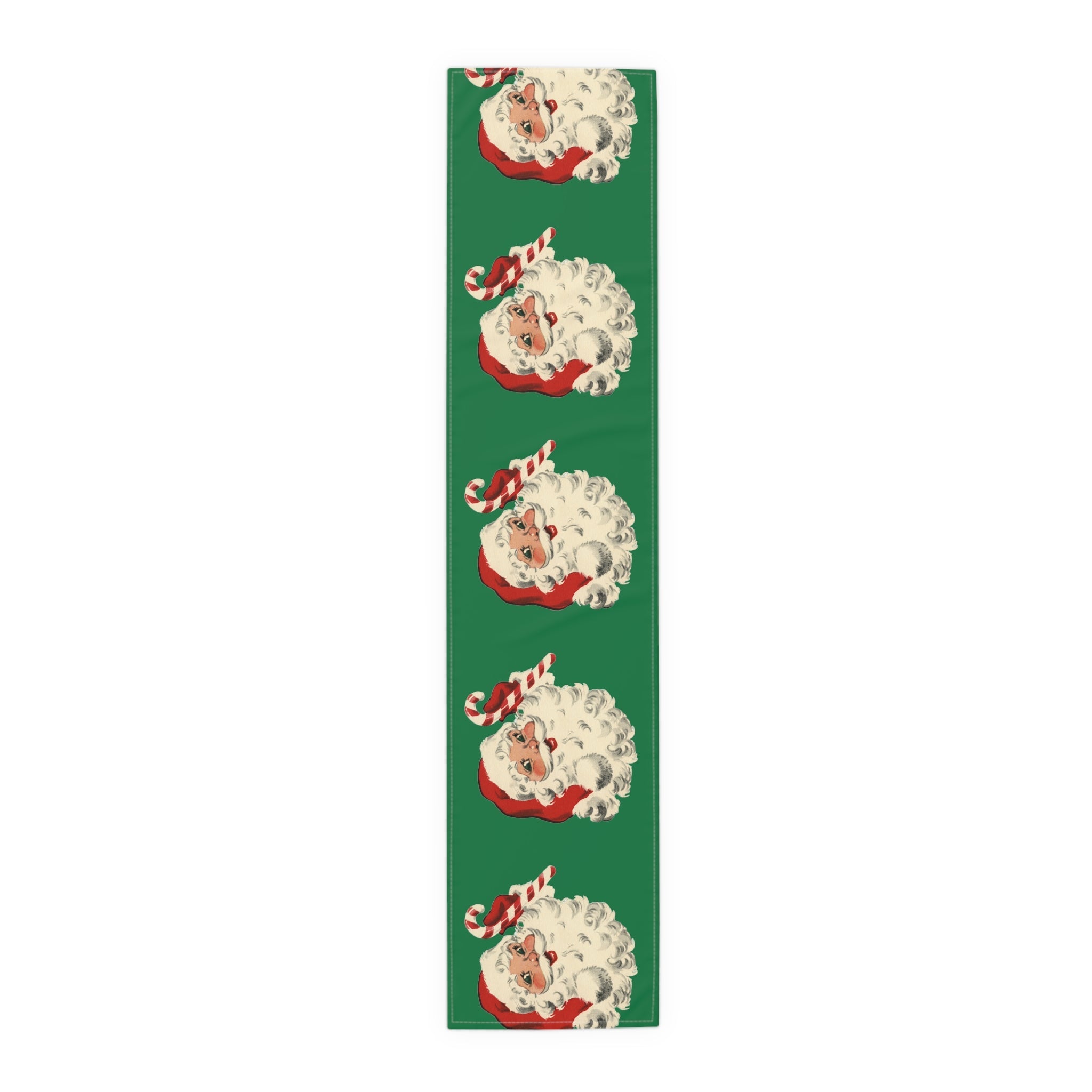 Santa With Candy Cane Retro Christmas Print Home Decor Cotton Table Runner