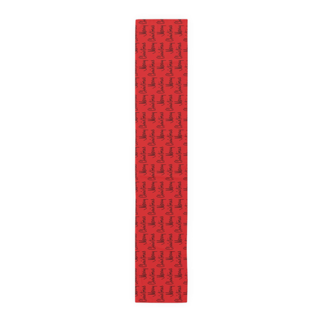 Merry Christmas Mid Century Retro Style Red Christmas Print Home Decor Cotton Poly Table Runner