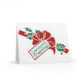 Season's Greetings Bow Holly Retro Christmas Print Matte Greeting Cards (8, 16, and 24 pcs)