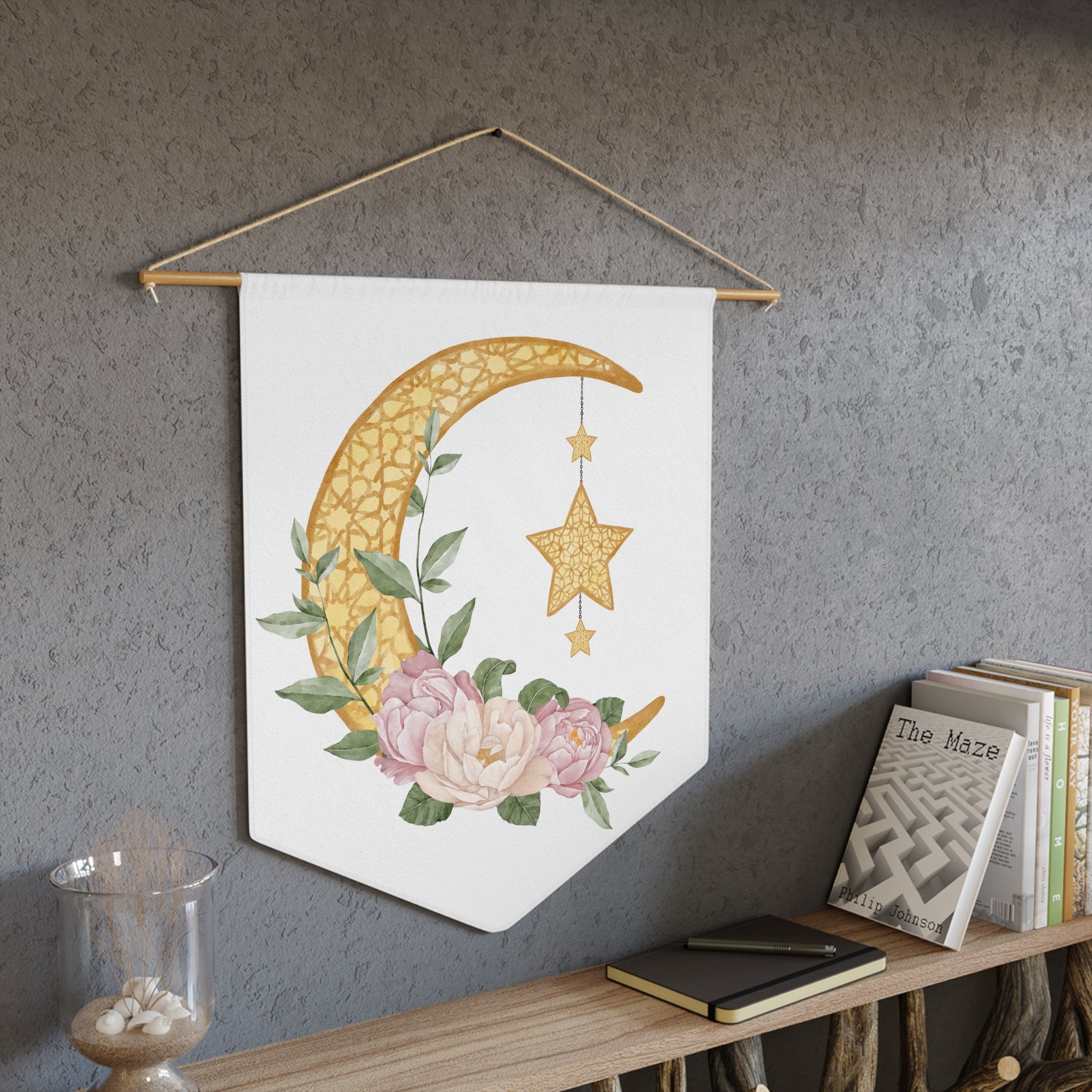 Crescent Moon Star Wall Hanging Banner Flag