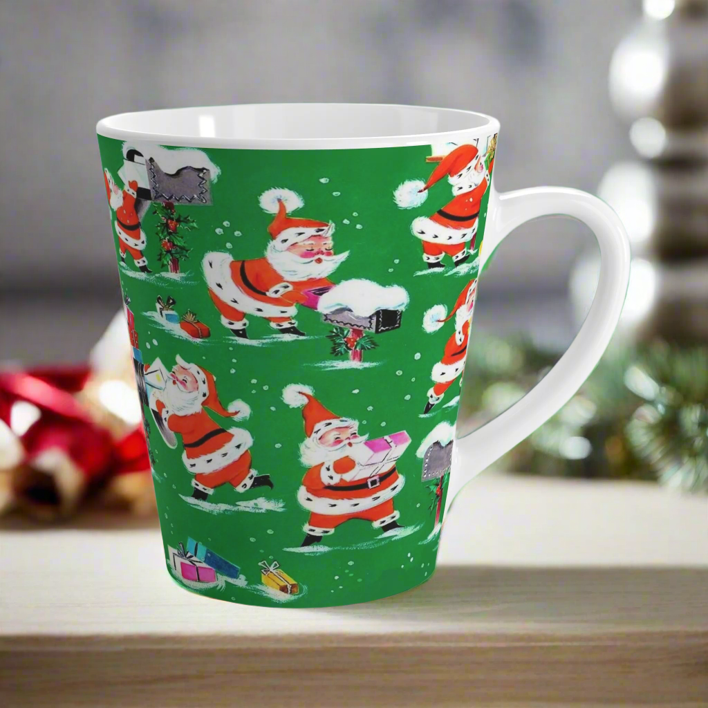 Busy Santa Midcentury Retro Christmas Latte Coffee Mug