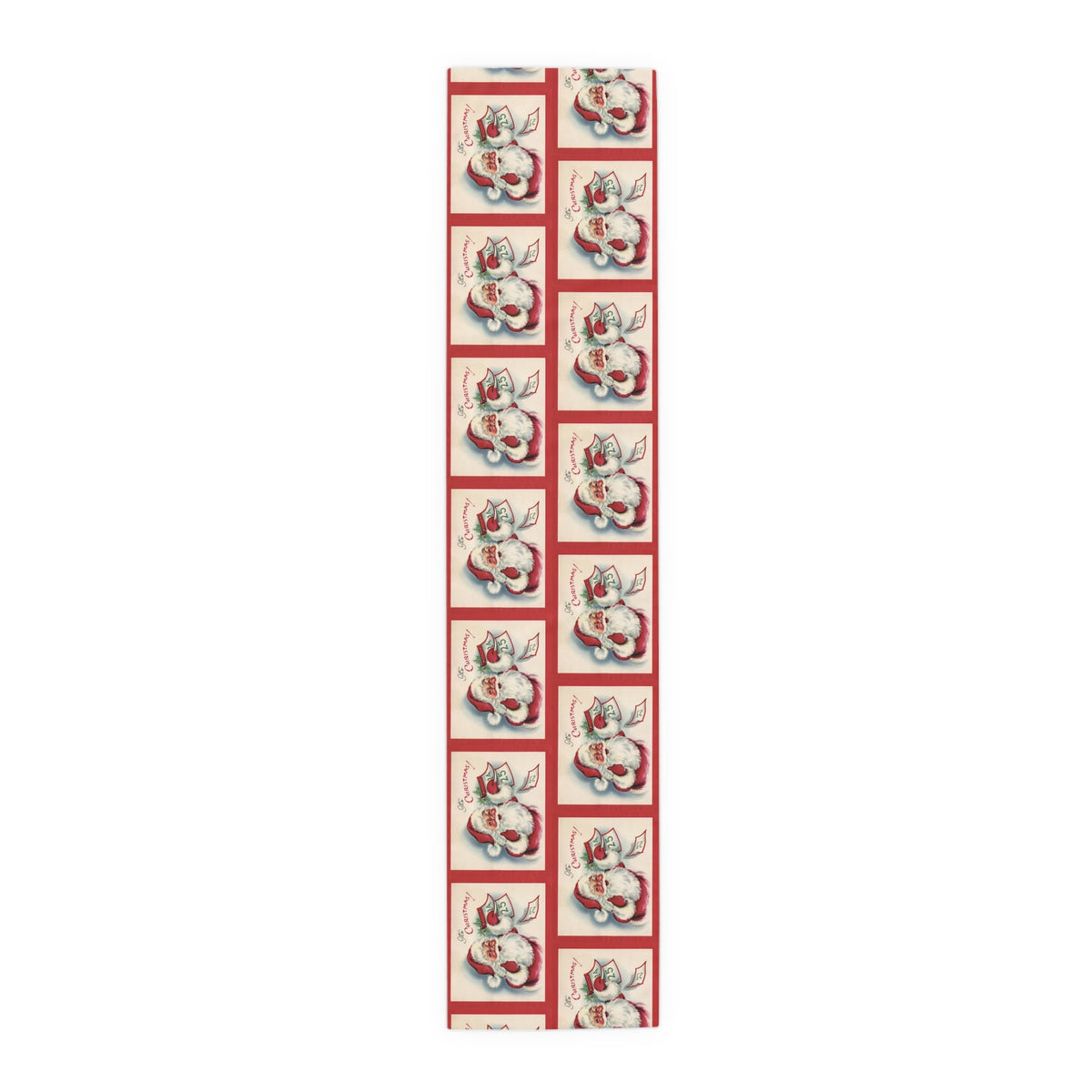 It's Christmas! Santa Calendar Mid Century Retro Christmas Print Home Decor Cotton Poly Table Runner