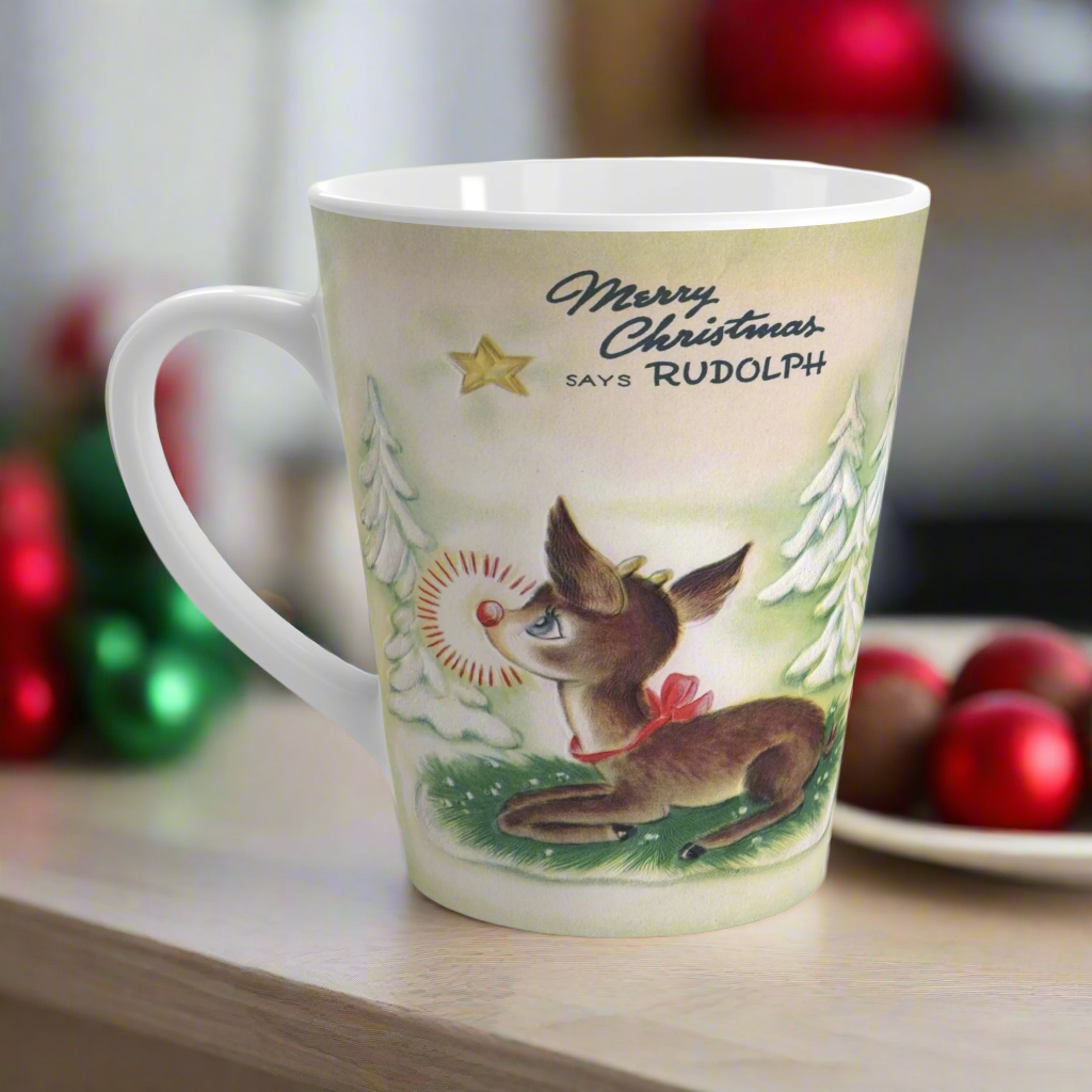 Merry Christmas Says Rudolph Retro Glossy Coffee Mug