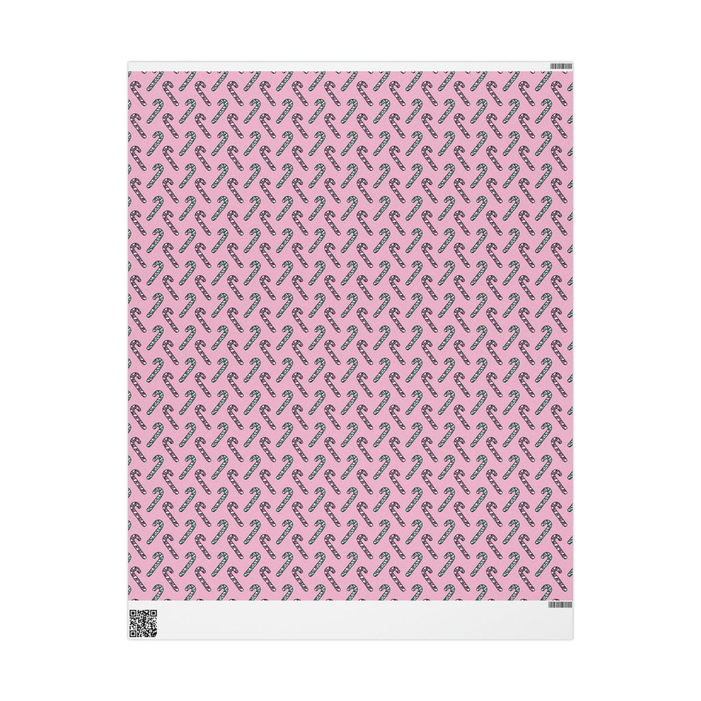 Pink And Teal Pastel Candy Canes Pink Christmas Print Holiday Gift Wrap Paper - Glossy Or Matte