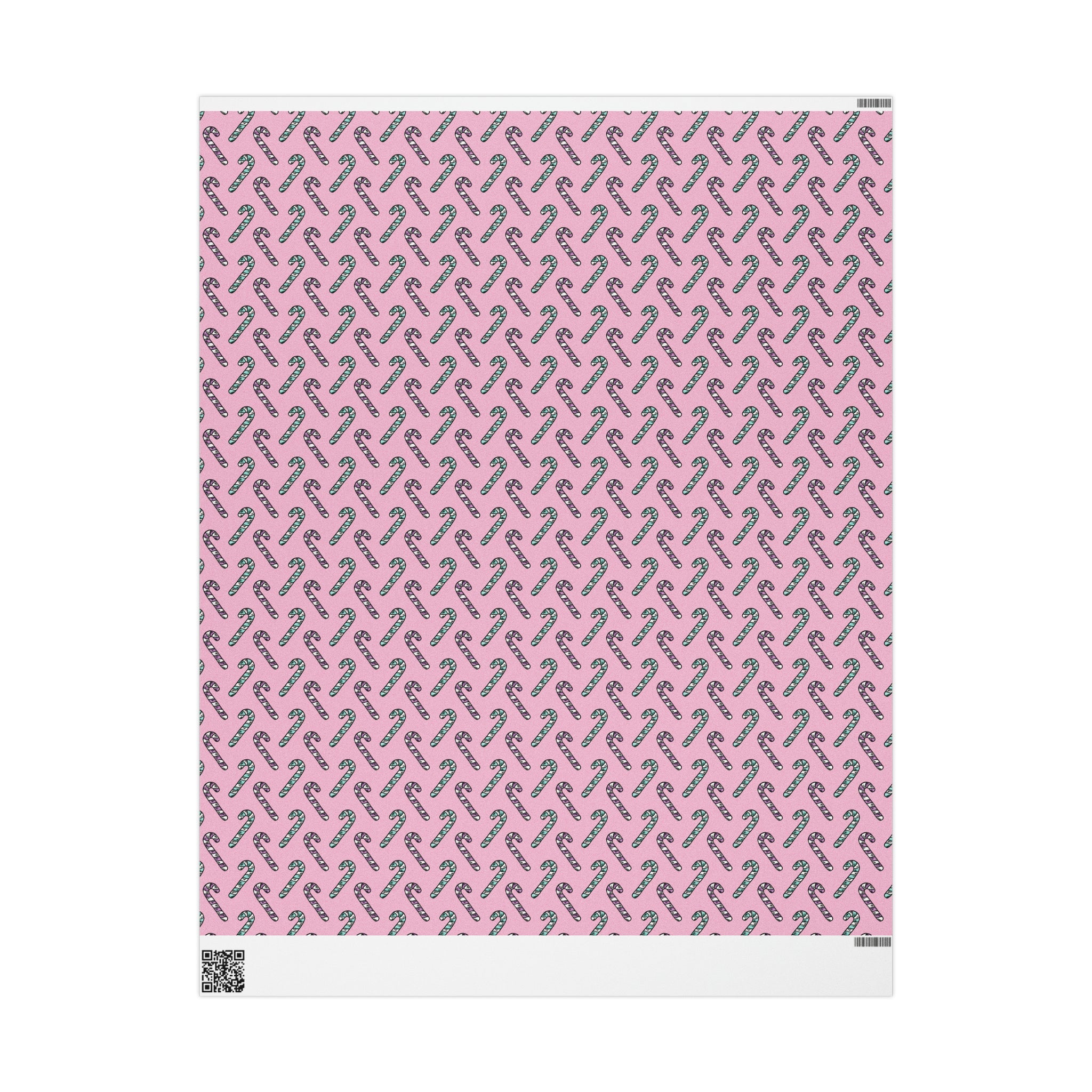 Pink And Teal Pastel Candy Canes Pink Christmas Print Holiday Gift Wrap Paper - Glossy Or Matte