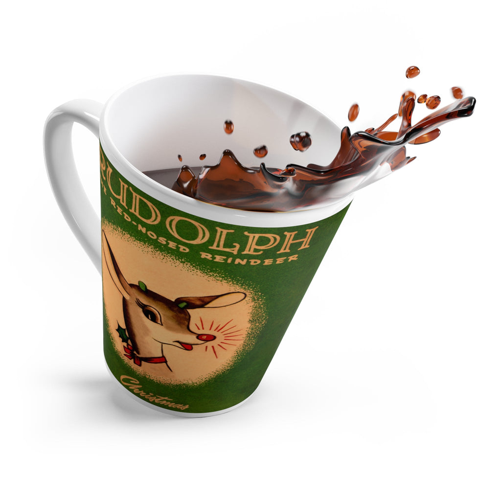 Rudolph The Red Nosed Reindeer Mid Century Retro Christmas Print Latte Coffee Mug