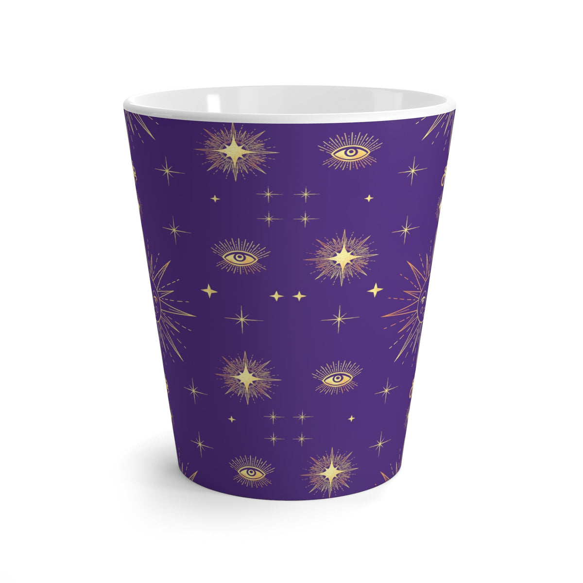Celestial Gold Sun Stars Purple Latte Mug