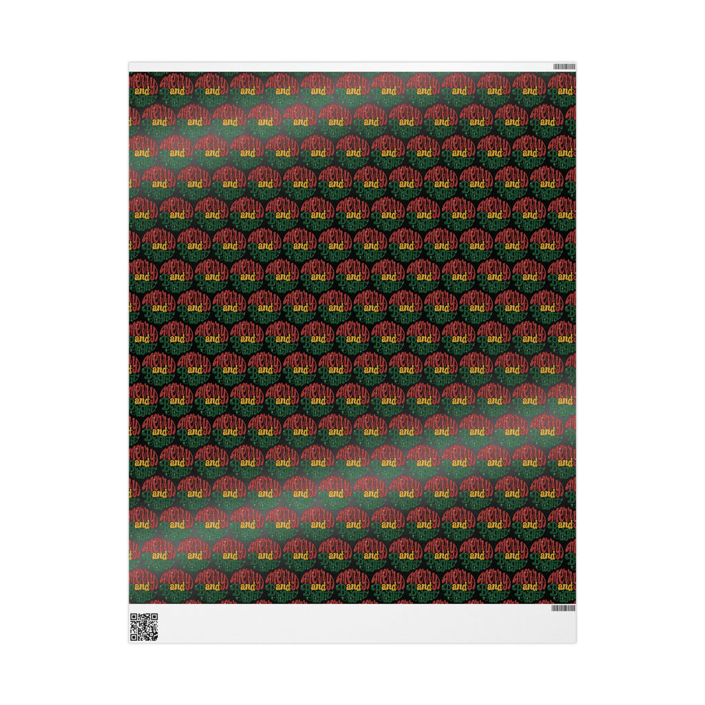 Merry And Bright Black Christmas Print Holiday Gift Wrap Paper - Glossy Or Matte