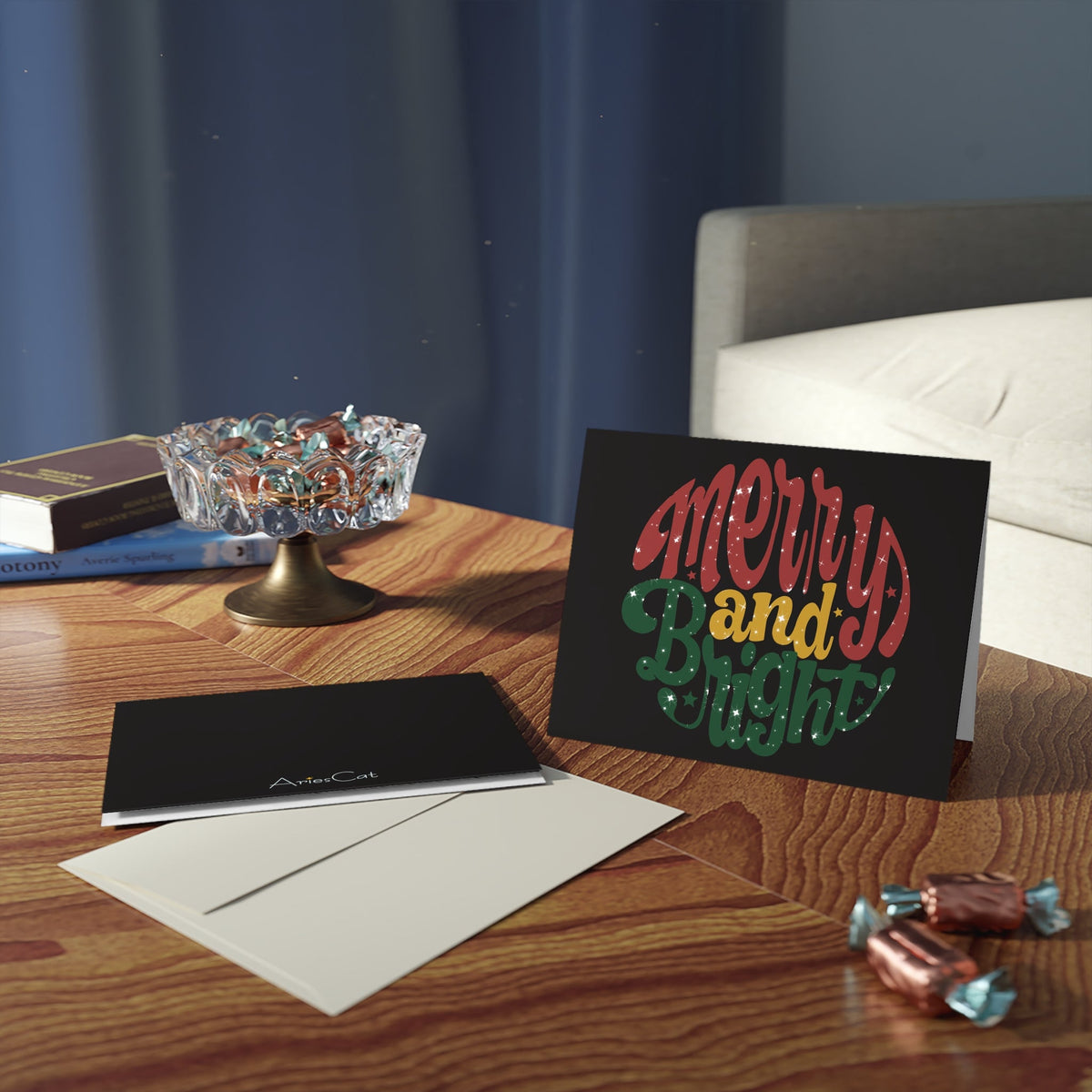 Merry And Bright Christmas Matte Greeting Cards (8, 16, and 24 pcs)