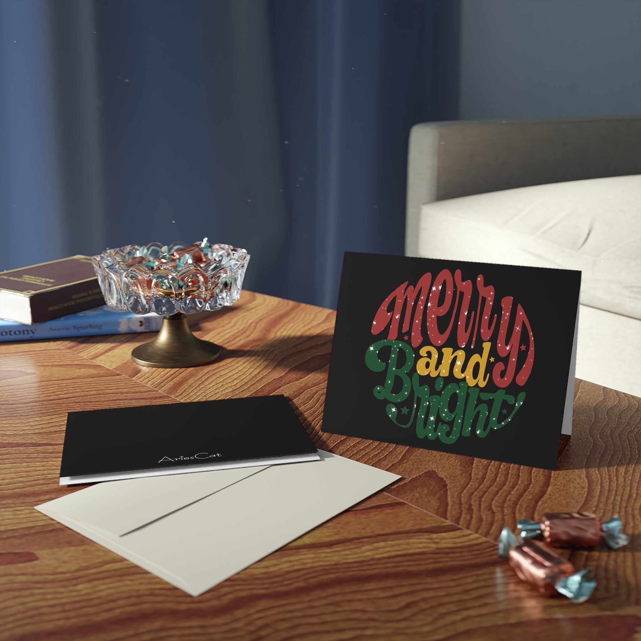 Merry And Bright Christmas Matte Greeting Cards (8, 16, and 24 pcs)