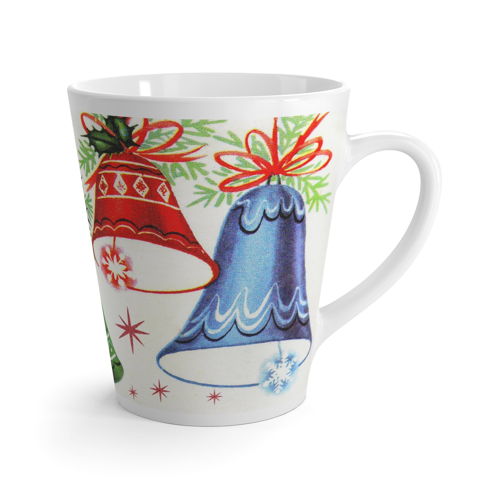 Christmas Bells Retro Christmas Print Latte Mug