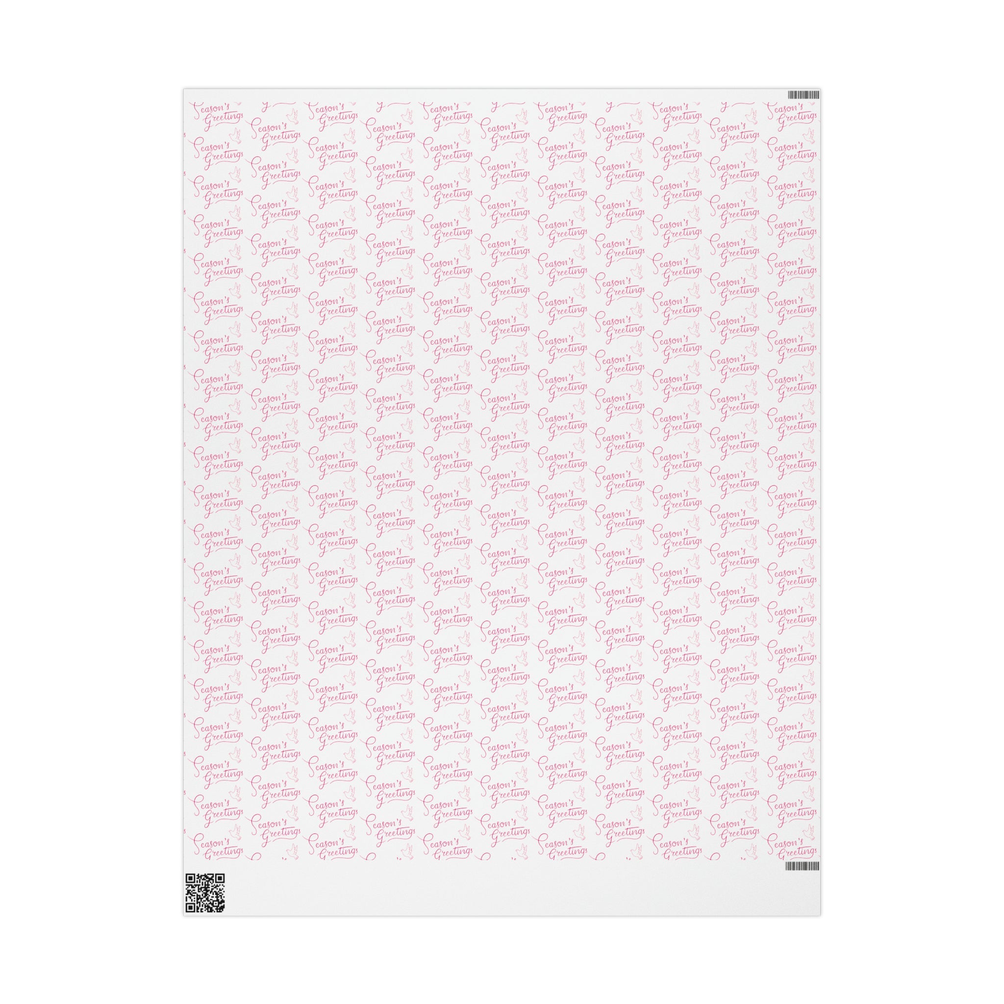 Season's Greetings Pink Dove Pink Retro Style Christmas Print Holiday Gift Wrap Paper - Glossy Or Matte