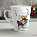 Angel Hugging Baby Fawn Deer Mid Century Retro Christmas Latte Coffee Mug
