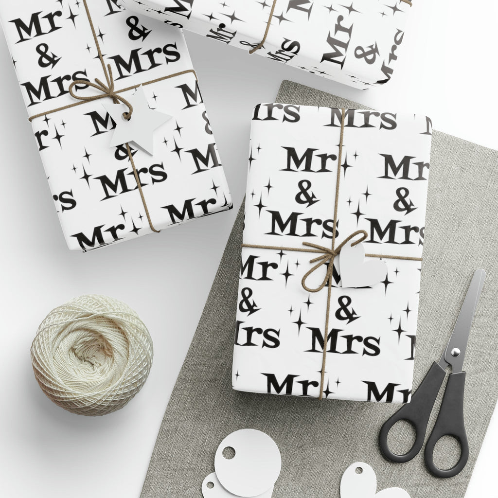 Mr. And Mrs. Atomic Mid Century Retro Style Wedding Holiday Gift Wrap Paper - Glossy Or Matte