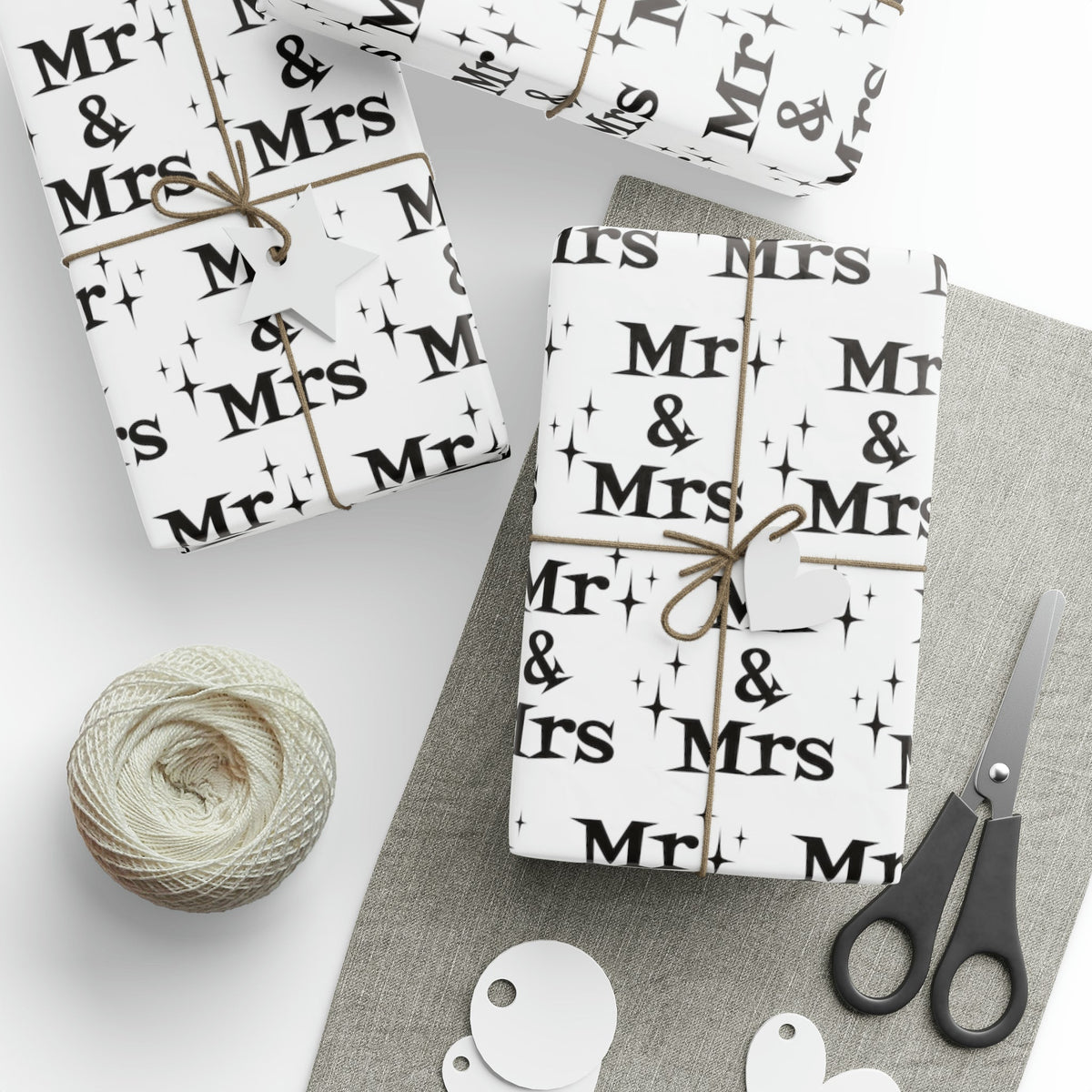 Mr. And Mrs. Atomic Mid Century Retro Style Wedding Holiday Gift Wrap Paper - Glossy Or Matte
