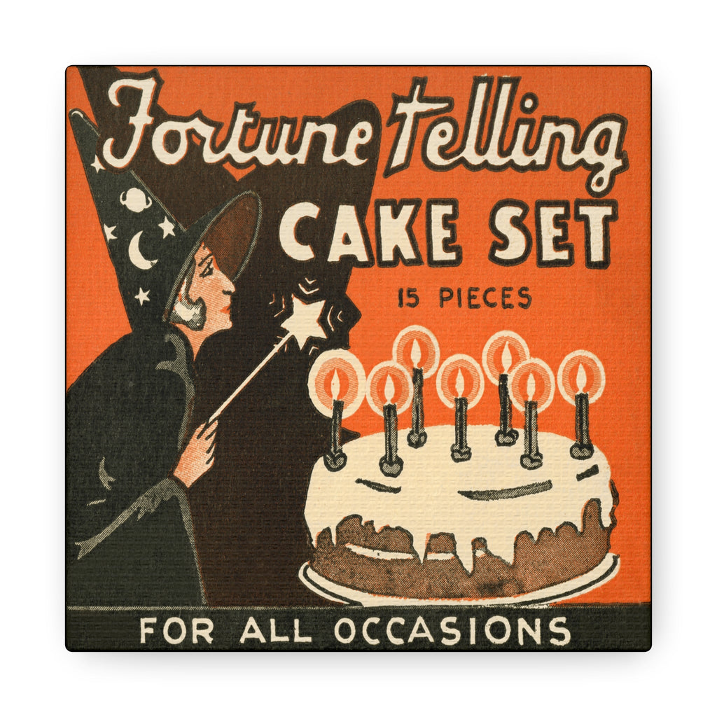 Fortune Telling Cake Set Retro Vintage Halloween Print Canvas Gallery Wrap