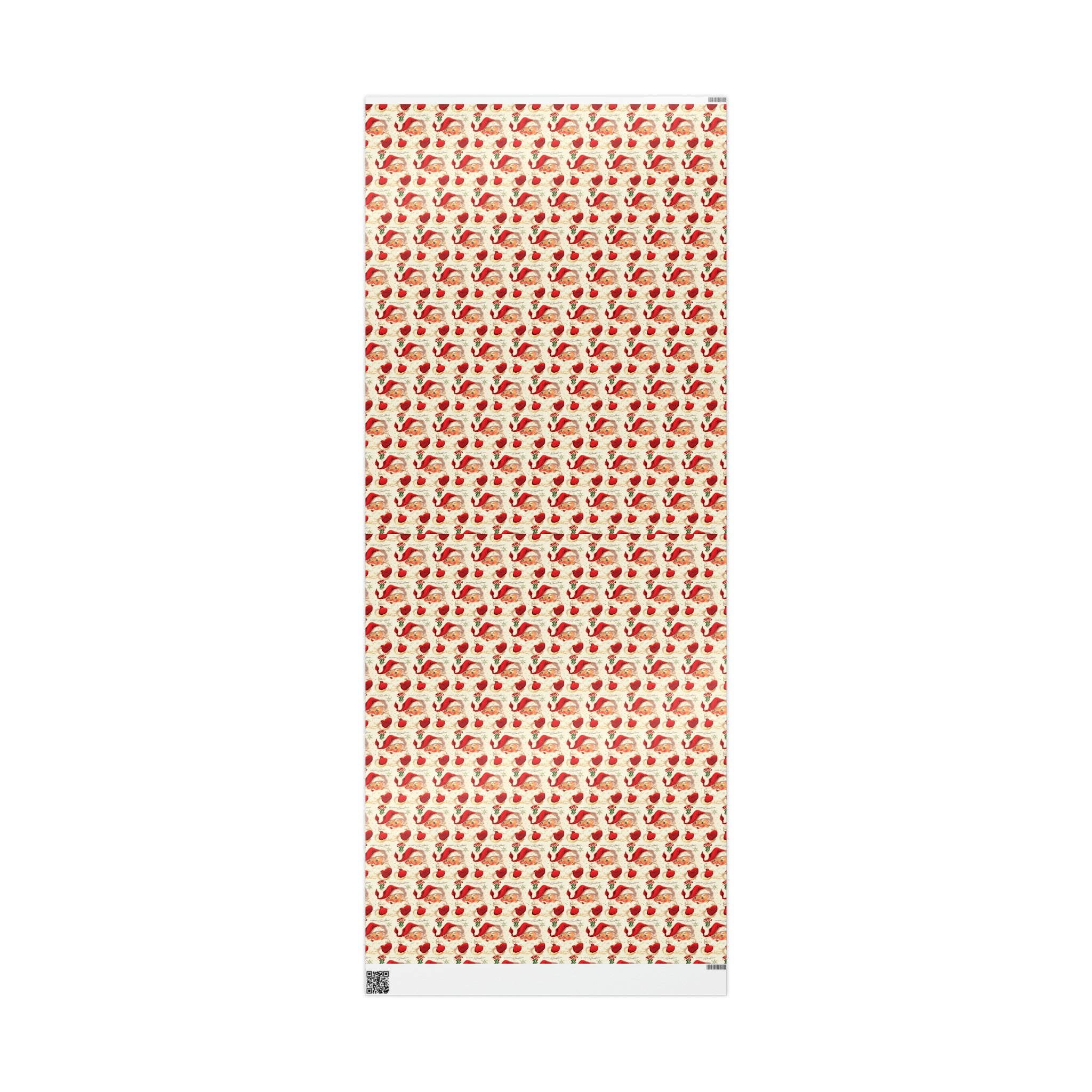 Merry Christmas Santa Under The Mistletoe Mid Century Retro Christmas Print Holiday Gift Wrap Paper - Glossy Or Matte