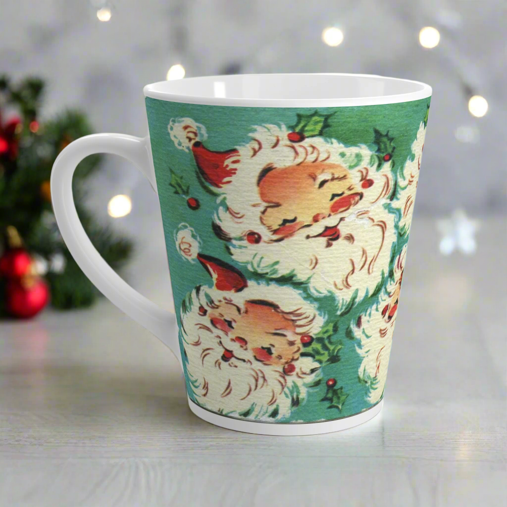 Cute Laughing Santas Retro Christmas Latte Coffee Mug
