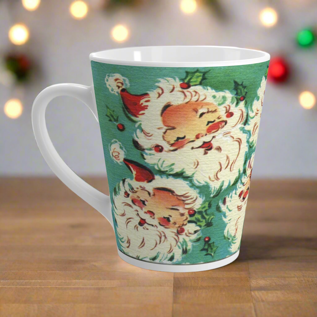 Cute Laughing Santas Retro Christmas Latte Coffee Mug