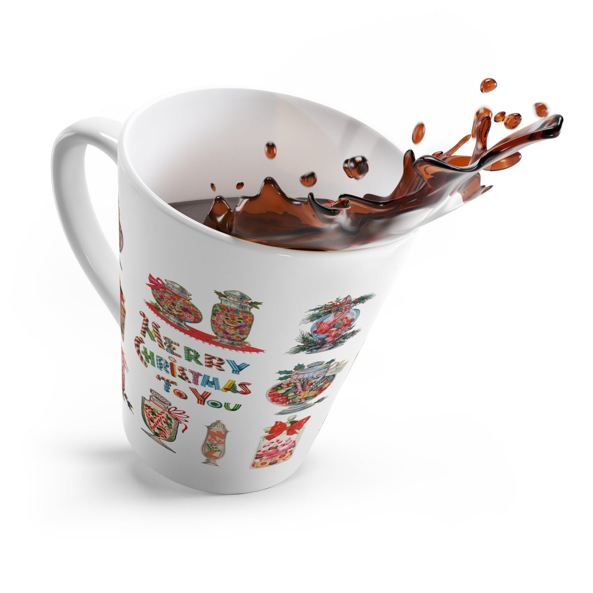 Merry Christmas To You Christmas Candy Mid Century Retro Print Latte Mug