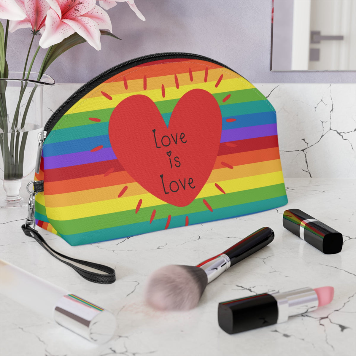 Love is Love Rainbow Travel Cosmetic Makeup Bag