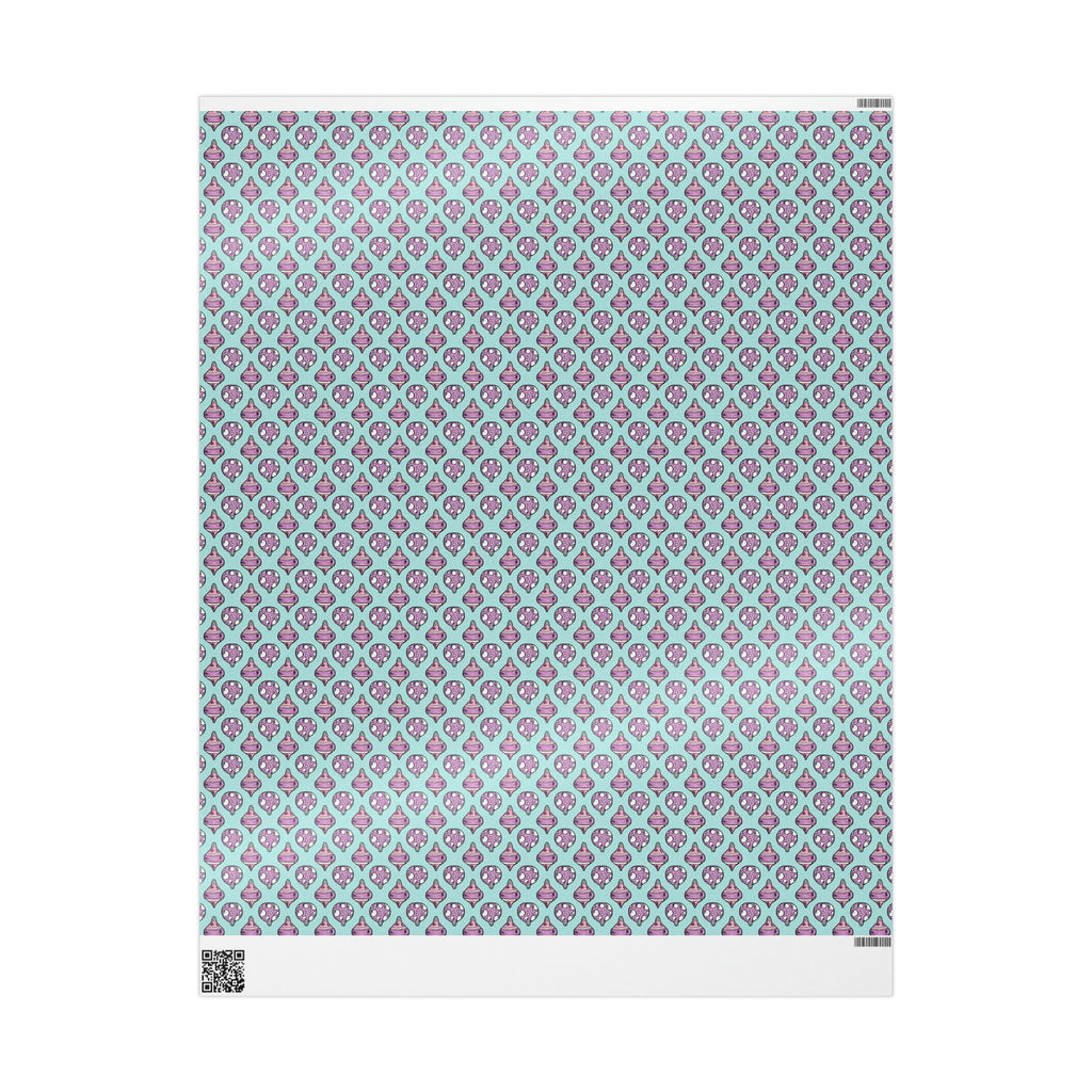 Pink Purple Ornaments Teal Christmas Print Holiday Gift Wrap Paper - Glossy Or Matte