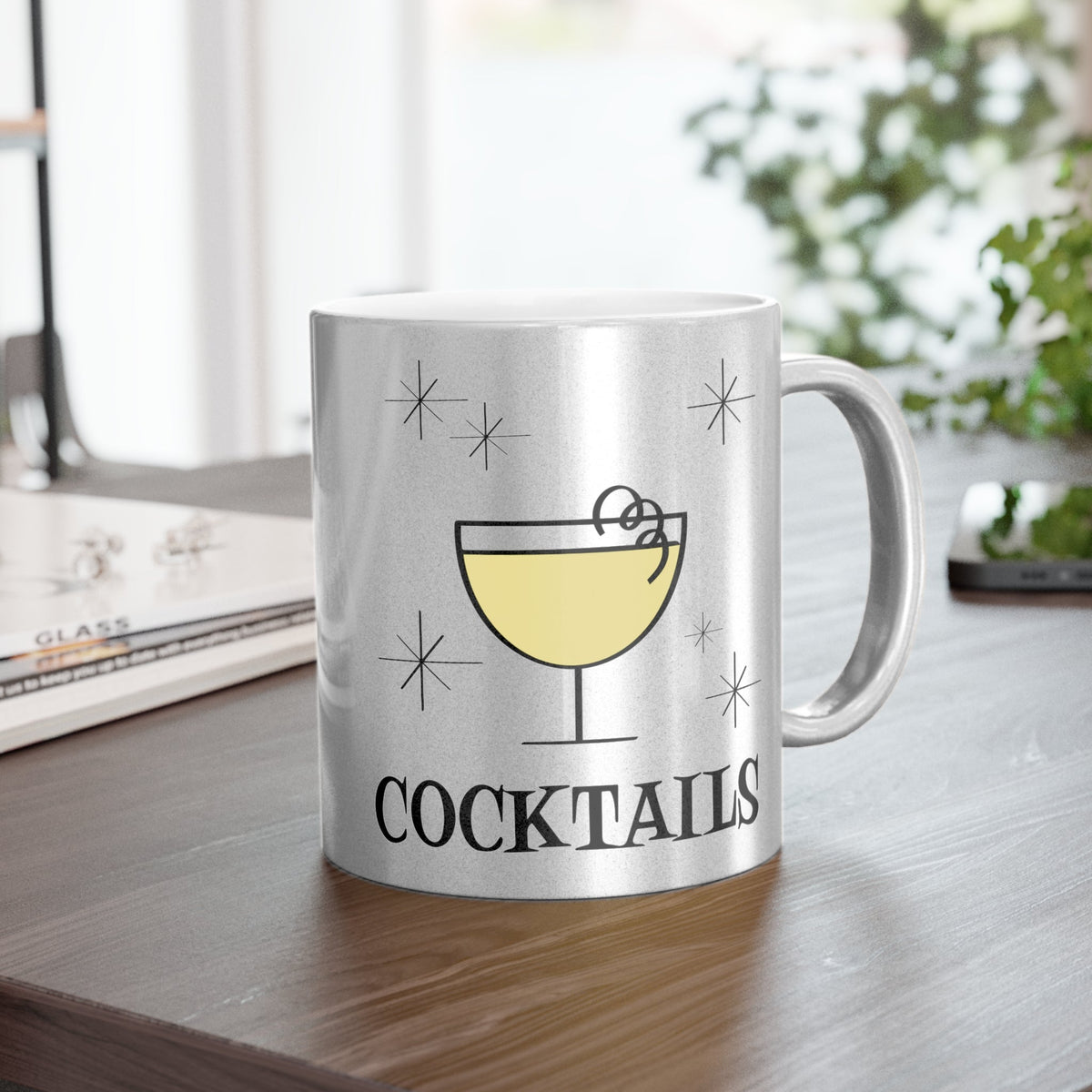 Cocktails Retro Style Silver Metallic Mug