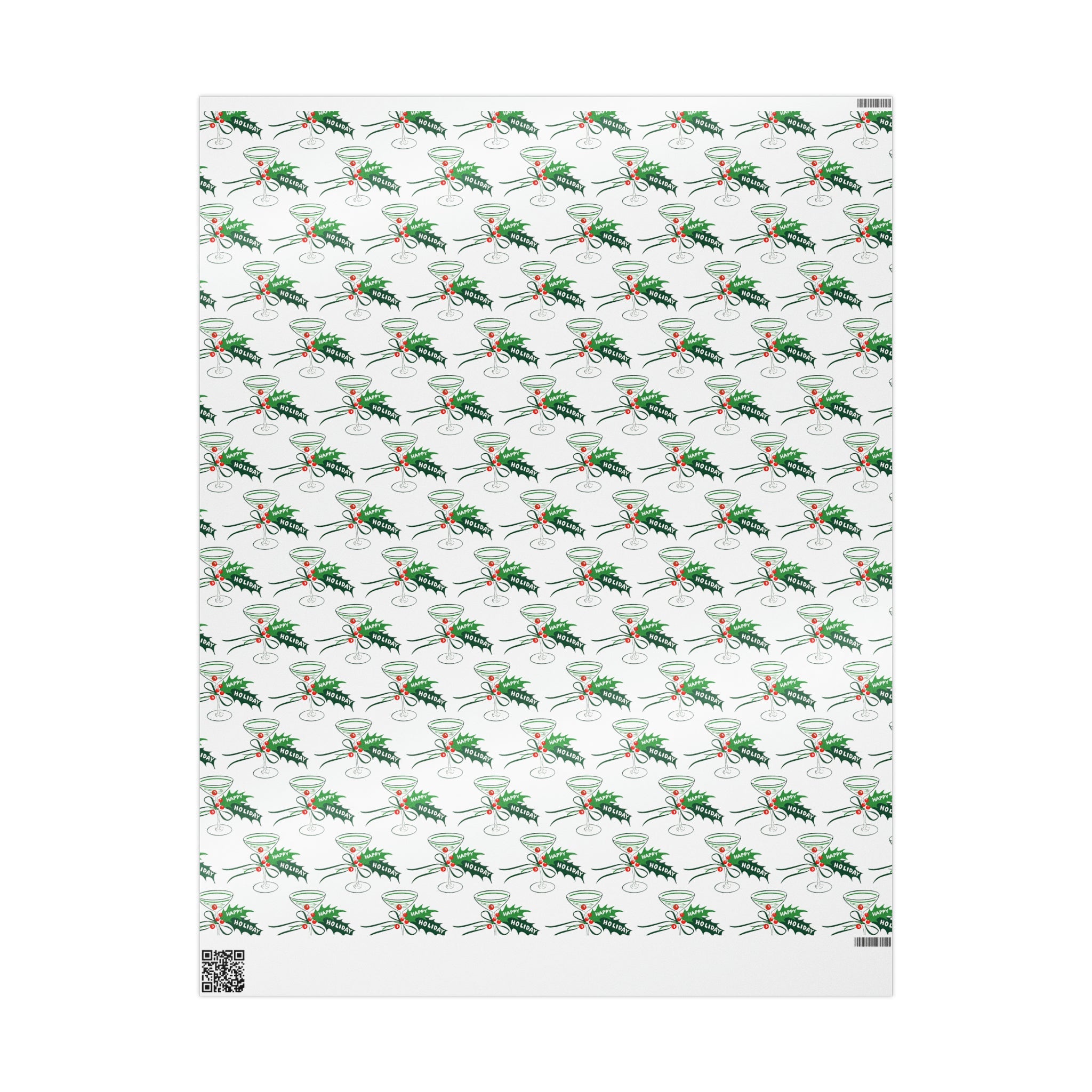 Happy Holidays Champagne Cocktails Mid Century Retro Christmas Print Holiday Gift Wrap Paper - Glossy Or Matte