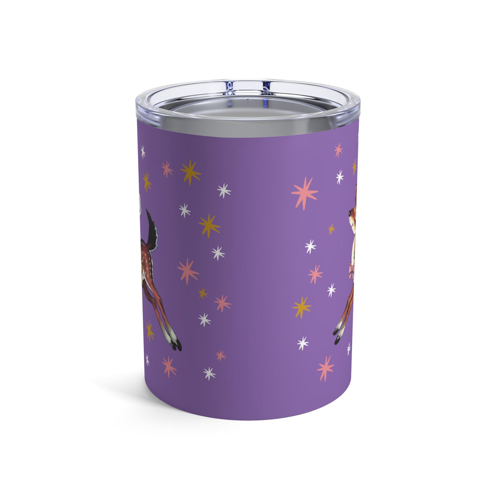 Christmas Reindeer Mid Century Retro Christmas Print Purple Stainless Steel Tumbler 10oz